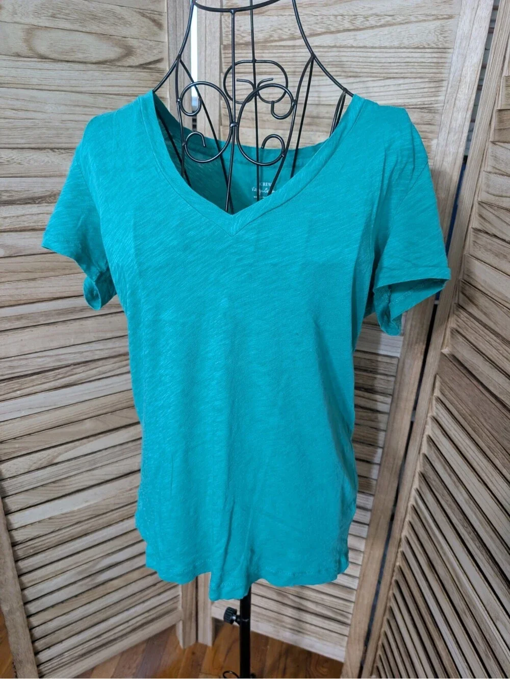 J. Crew Women's Vintage Cotton V-Neck T-Shirt * Sz Large Green MSRP $29.50